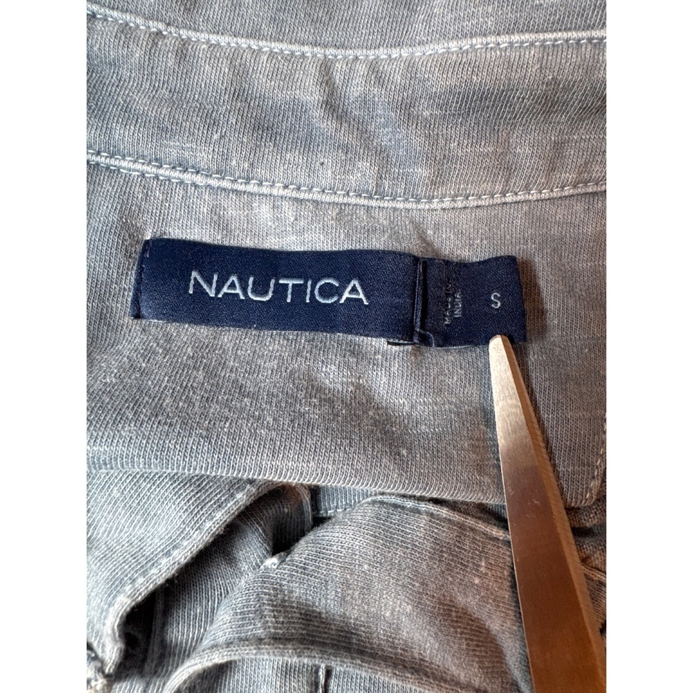 Nautica Mens Long Sleeve Button‎ Down Shirt Gray Size S Pocket Detail Nautical - Picture 5 of 6